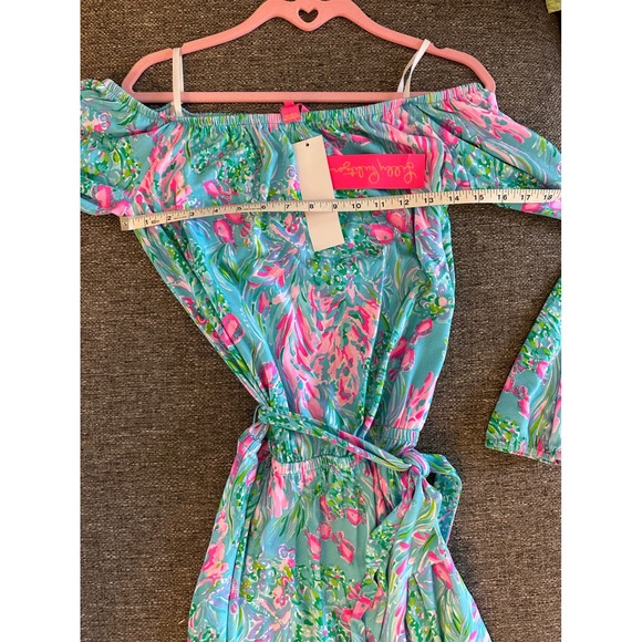 Lilly‎ Pulitzer Odella  Maxi Dress Off Shoulder best fishes  Belted Size S NWTs - Picture 7 of 9